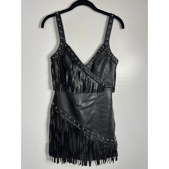 New Revolve NBD Byrd Mini Dress Black Fringe XXS - Picture 3 of 10